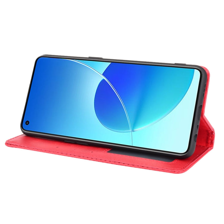 For OPPO Reno6 4G Magnetic Buckle Retro Pattern Horizontal Flip Leather Case with Holder & Card Slot & Wallet