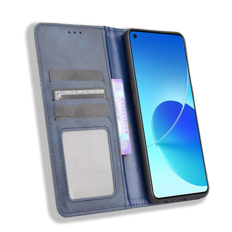 For OPPO Reno6 4G Magnetic Buckle Retro Pattern Horizontal Flip Leather Case with Holder & Card Slot & Wallet