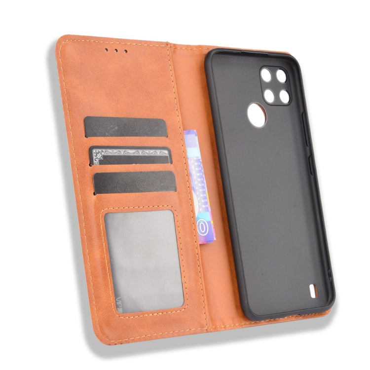 For OPPO Realme C21Y Magnetic Buckle Retro Pattern Horizontal Flip Leather Case with Holder & Card Slot & Wallet