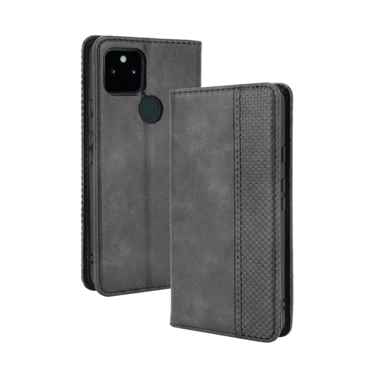 For Google Pixel 5a 5G Magnetic Buckle Retro Pattern Horizontal Flip Leather Case with Holder & Card Slot & Wallet