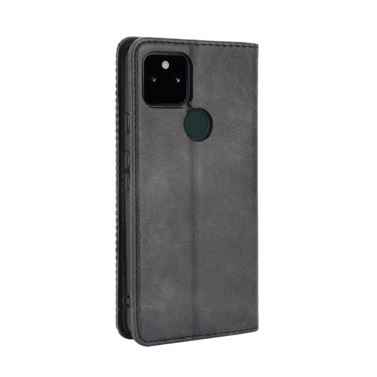 For Google Pixel 5a 5G Magnetic Buckle Retro Pattern Horizontal Flip Leather Case with Holder & Card Slot & Wallet