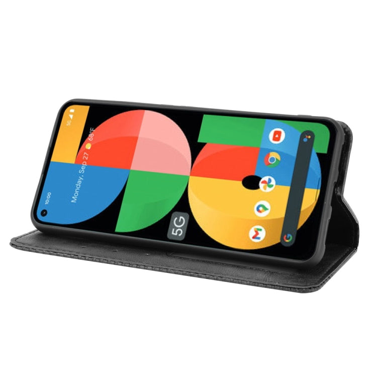 For Google Pixel 5a 5G Magnetic Buckle Retro Pattern Horizontal Flip Leather Case with Holder & Card Slot & Wallet