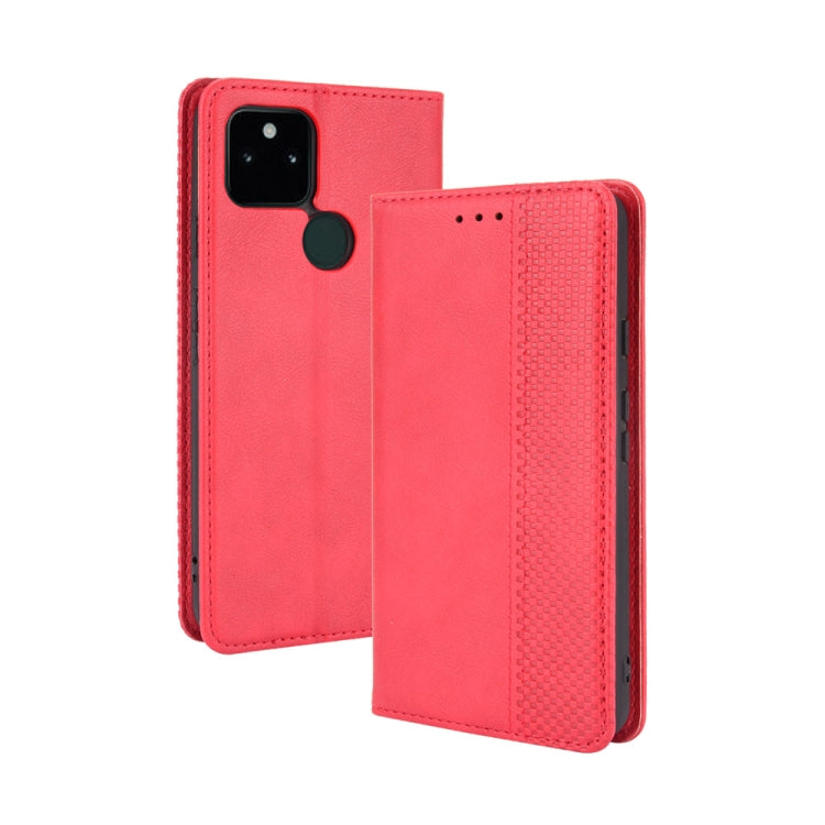 For Google Pixel 5a 5G Magnetic Buckle Retro Pattern Horizontal Flip Leather Case with Holder & Card Slot & Wallet