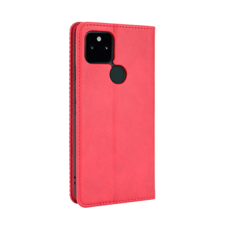 For Google Pixel 5a 5G Magnetic Buckle Retro Pattern Horizontal Flip Leather Case with Holder & Card Slot & Wallet