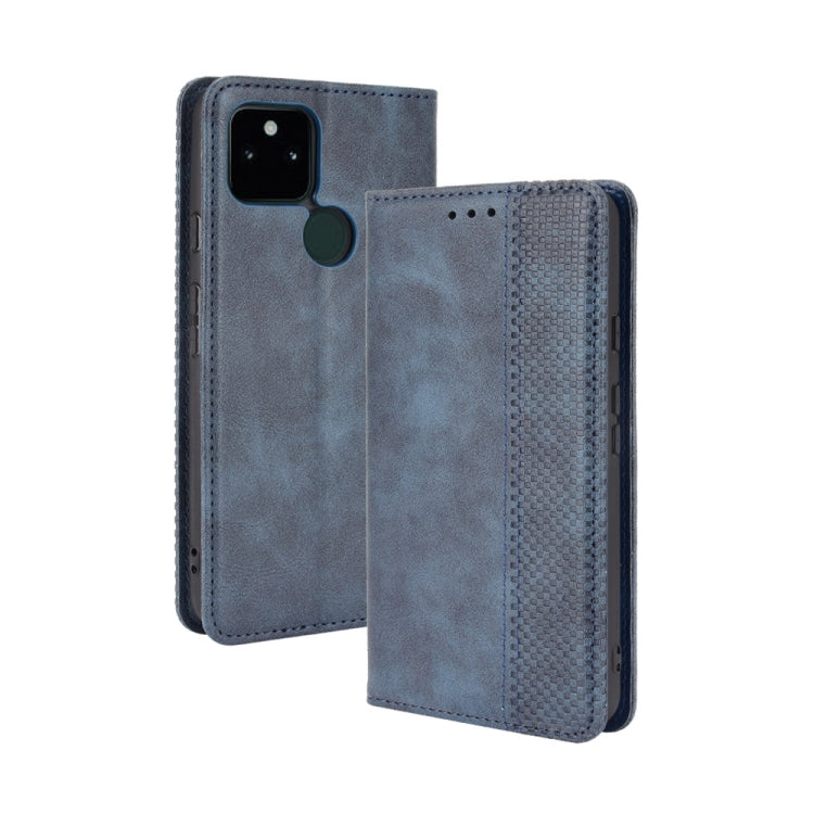 For Google Pixel 5a 5G Magnetic Buckle Retro Pattern Horizontal Flip Leather Case with Holder & Card Slot & Wallet