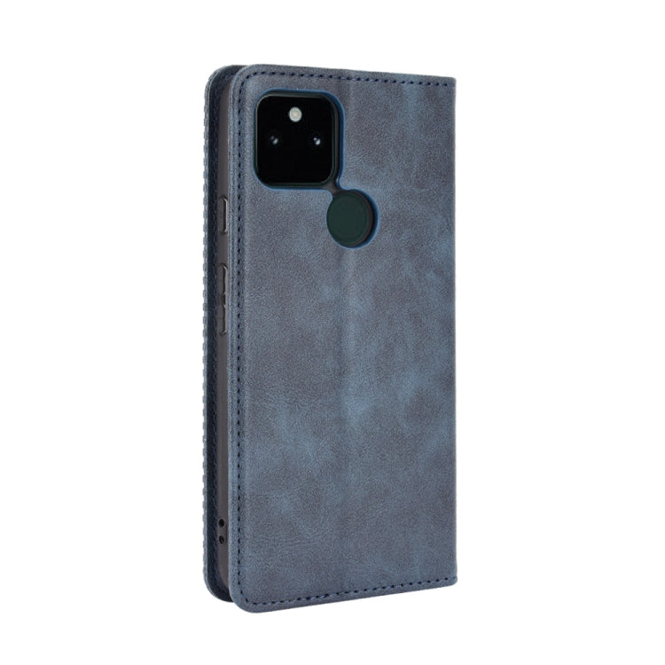 For Google Pixel 5a 5G Magnetic Buckle Retro Pattern Horizontal Flip Leather Case with Holder & Card Slot & Wallet