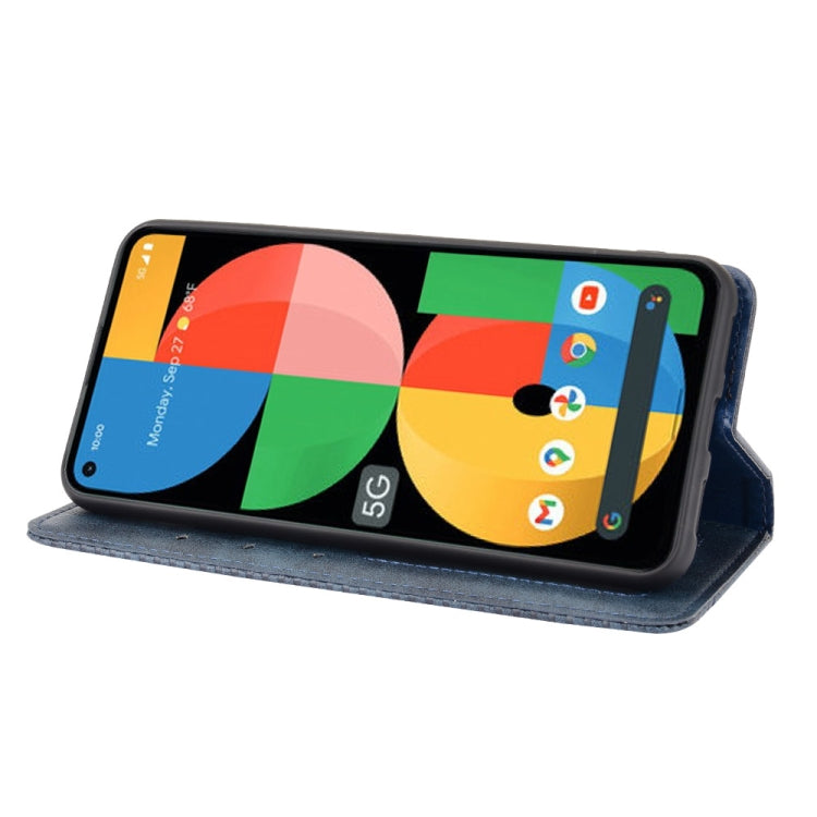 For Google Pixel 5a 5G Magnetic Buckle Retro Pattern Horizontal Flip Leather Case with Holder & Card Slot & Wallet