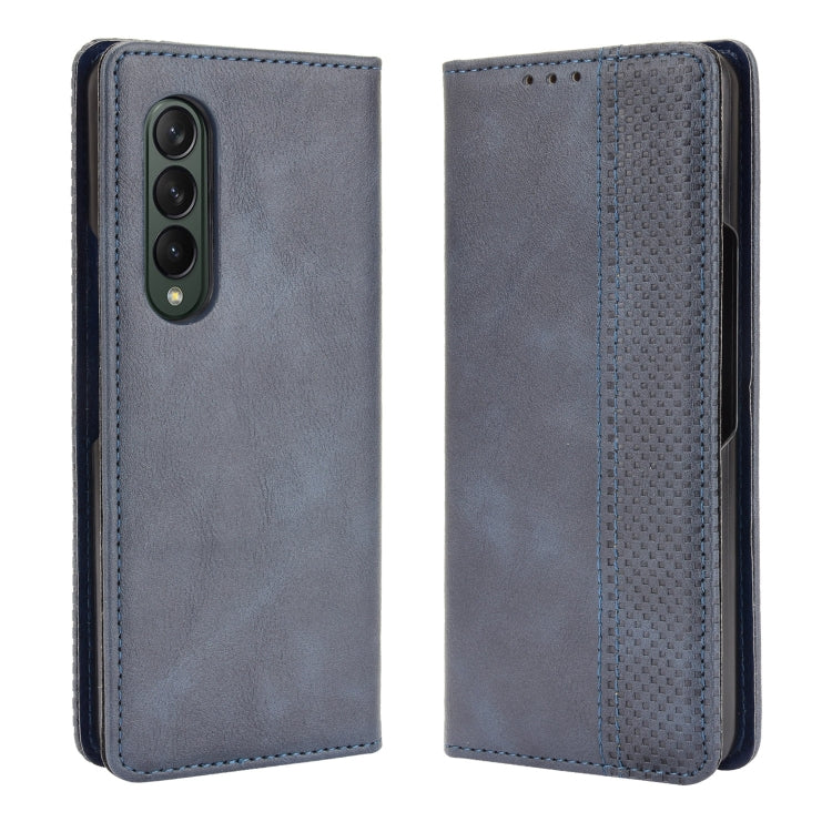 For Samsung Galaxy Z Fold3 5G Magnetic Buckle Retro Pattern Horizontal Flip Leather Case with Holder & Card Slot & Wallet