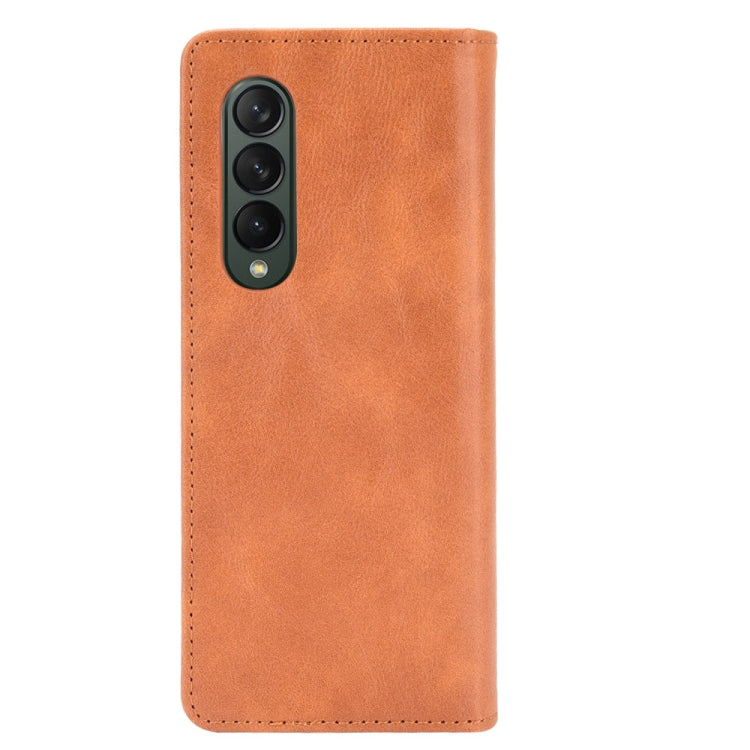 For Samsung Galaxy Z Fold3 5G Magnetic Buckle Retro Pattern Horizontal Flip Leather Case with Holder & Card Slot & Wallet