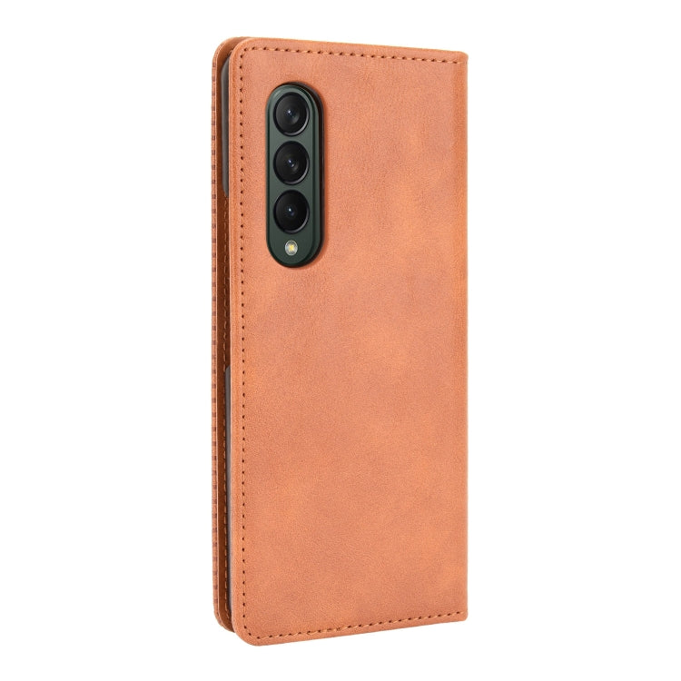 For Samsung Galaxy Z Fold3 5G Magnetic Buckle Retro Pattern Horizontal Flip Leather Case with Holder & Card Slot & Wallet