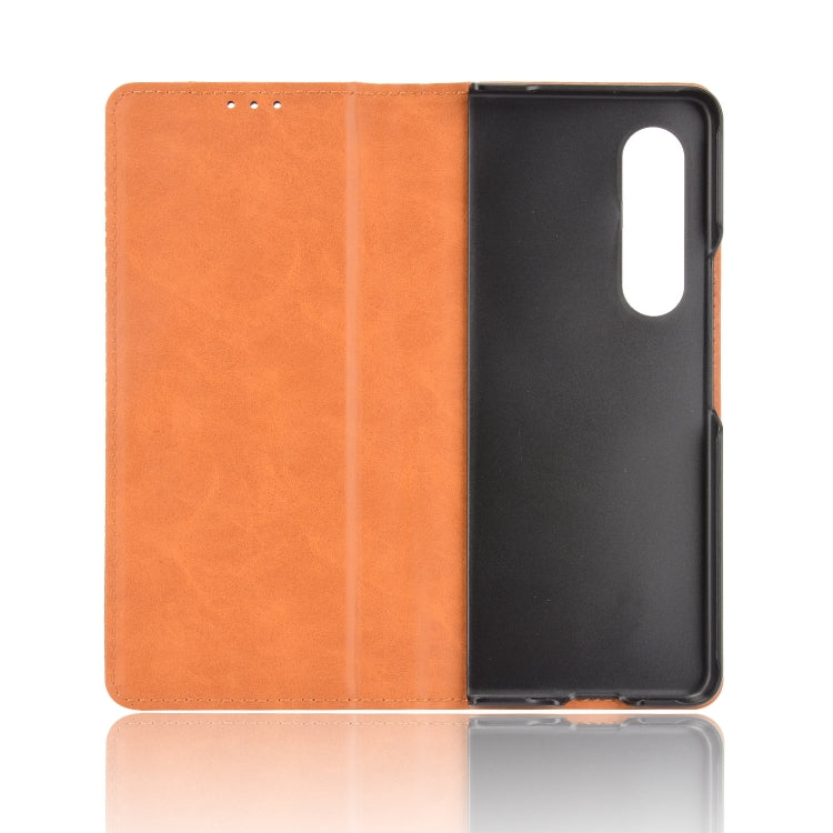 For Samsung Galaxy Z Fold3 5G Magnetic Buckle Retro Pattern Horizontal Flip Leather Case with Holder & Card Slot & Wallet