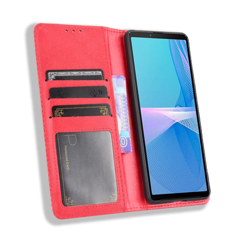 For Sony Xperia 10 III Magnetic Buckle Retro Pattern Horizontal Flip Leather Case with Holder & Card Slot & Wallet