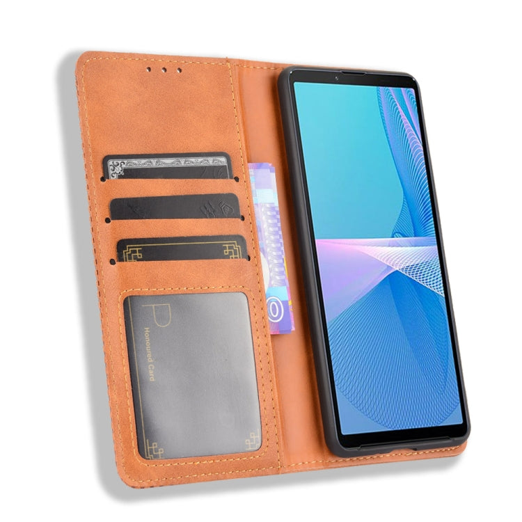 For Sony Xperia 10 III Magnetic Buckle Retro Pattern Horizontal Flip Leather Case with Holder & Card Slot & Wallet