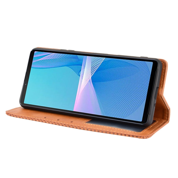 For Sony Xperia 10 III Magnetic Buckle Retro Pattern Horizontal Flip Leather Case with Holder & Card Slot & Wallet