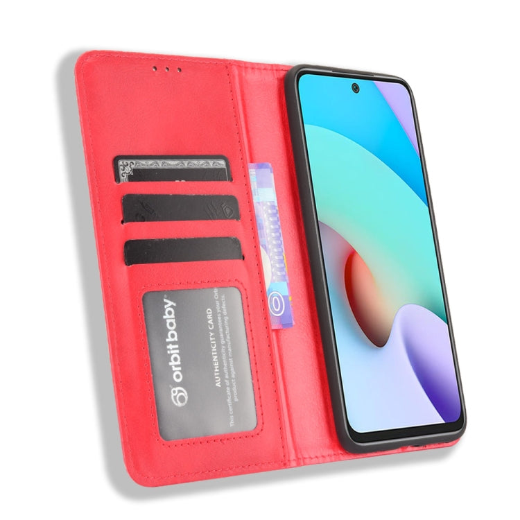 For Xiaomi Redmi 10 Magnetic Buckle Retro Pattern Horizontal Flip Leather Case with Holder & Card Slot & Wallet