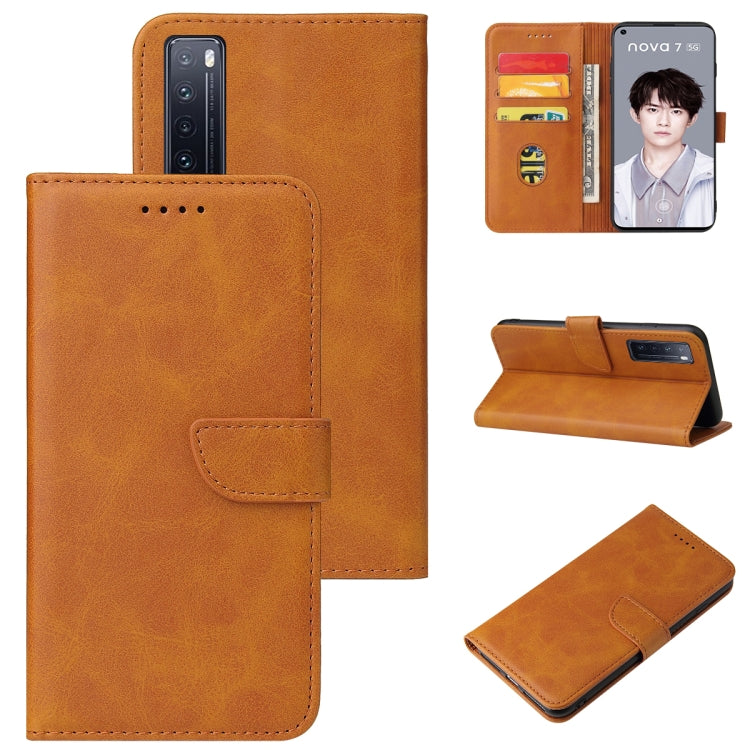 For Huawei nova 7 5G Calf Texture Buckle Horizontal Flip Leather Case with Holder & Card Slots & Wallet