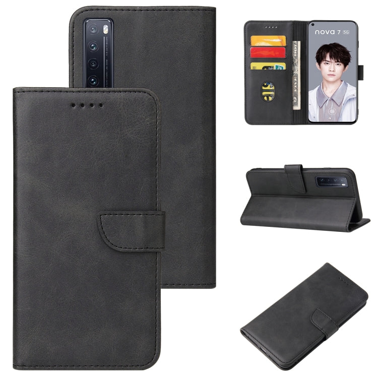 For Huawei nova 7 5G Calf Texture Buckle Horizontal Flip Leather Case with Holder & Card Slots & Wallet