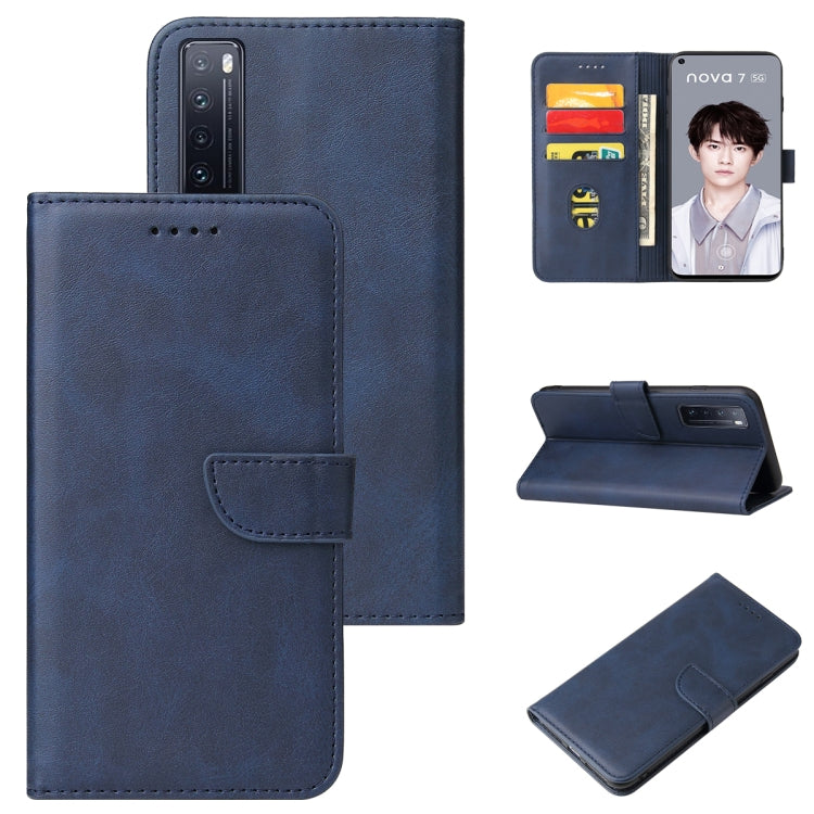 For Huawei nova 7 5G Calf Texture Buckle Horizontal Flip Leather Case with Holder & Card Slots & Wallet