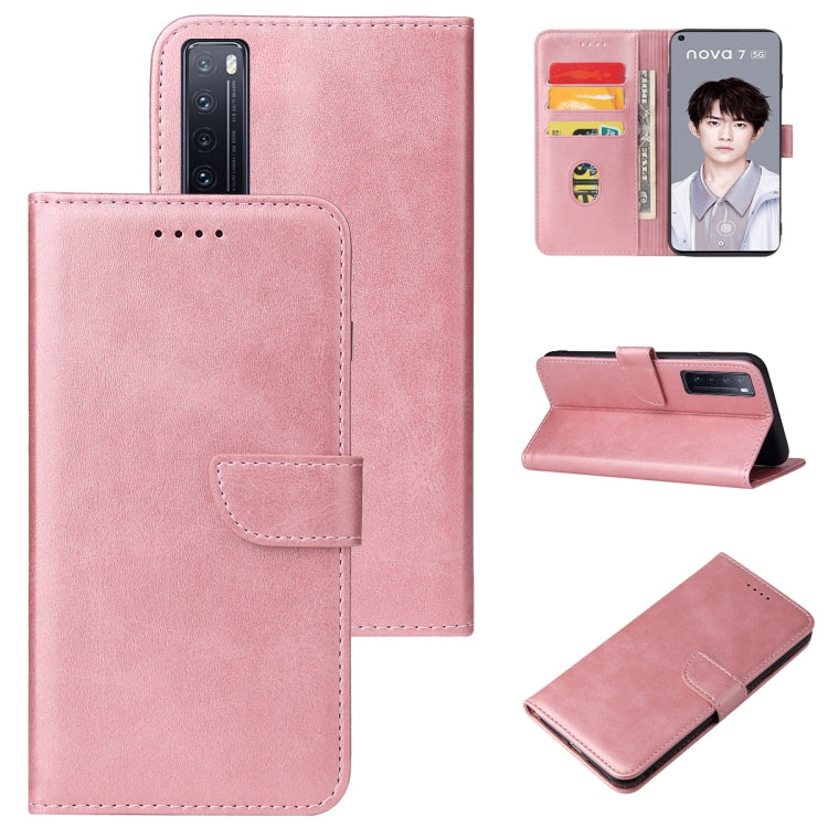 For Huawei nova 7 5G Calf Texture Buckle Horizontal Flip Leather Case with Holder & Card Slots & Wallet