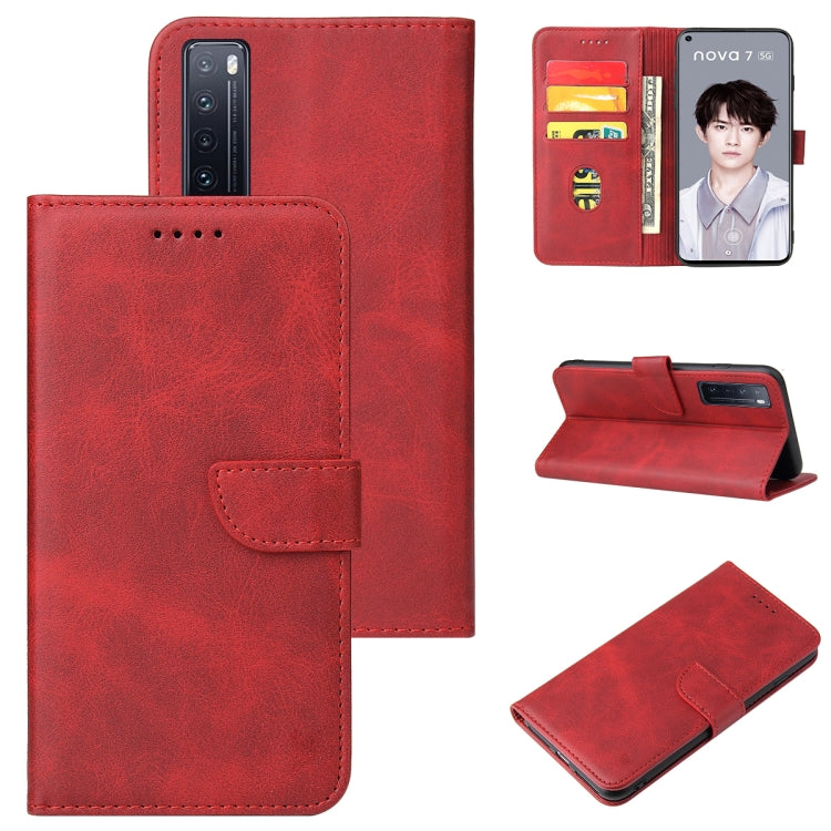 For Huawei nova 7 5G Calf Texture Buckle Horizontal Flip Leather Case with Holder & Card Slots & Wallet