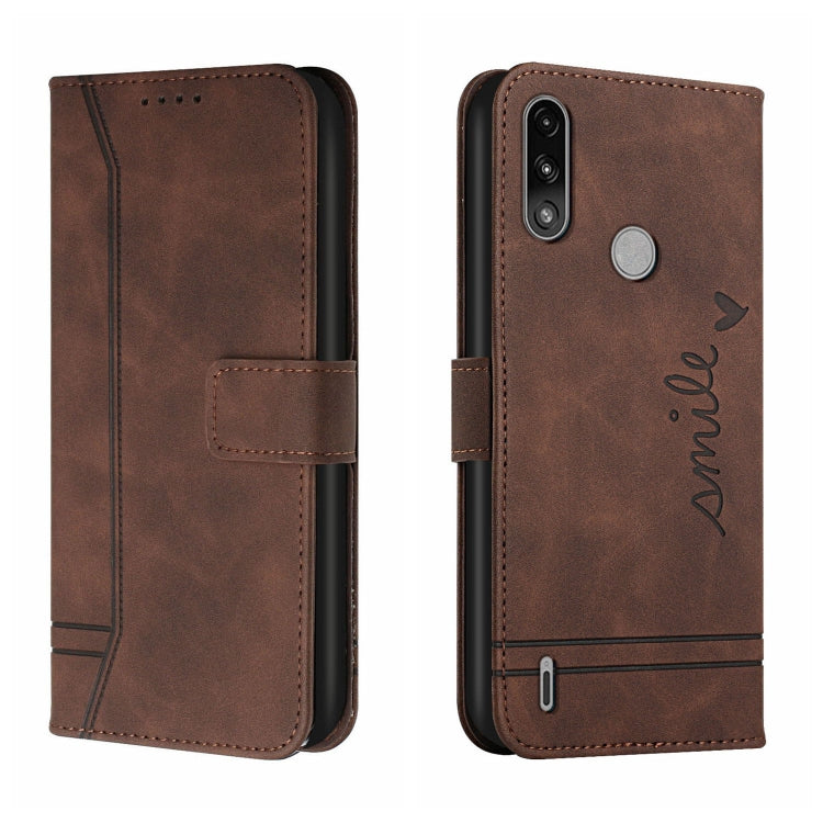For Motorola Moto E7 Power Retro Skin Feel Horizontal Flip Soft TPU + PU Leather Case with Holder & Card Slots & Photo Frame