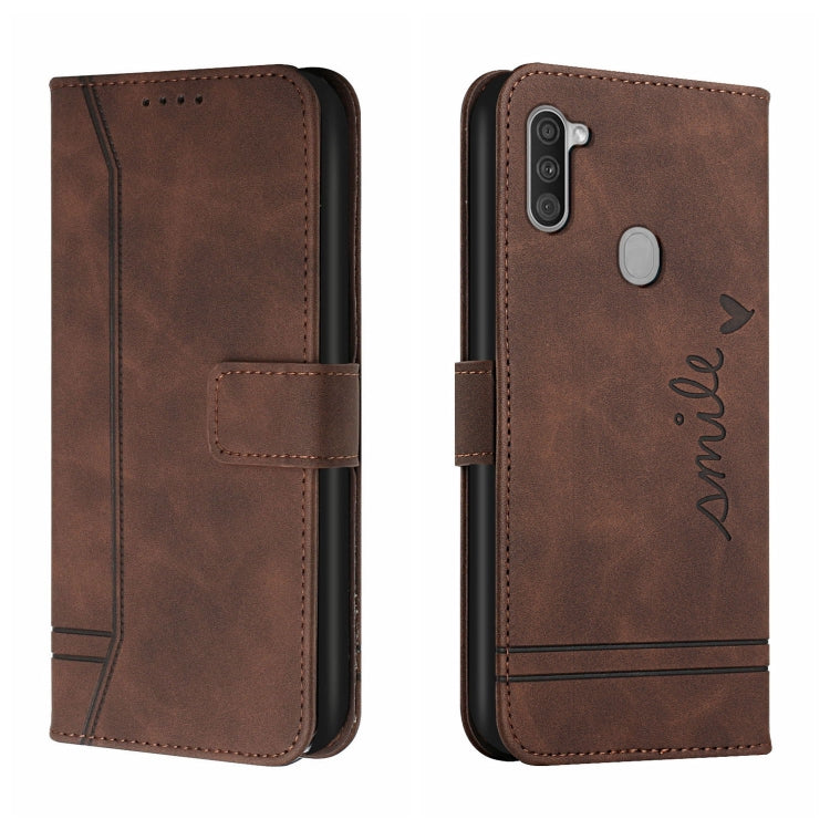 For Samsung Galaxy A11 Retro Skin Feel Horizontal Flip Soft TPU + PU Leather Case with Holder & Card Slots & Photo Frame