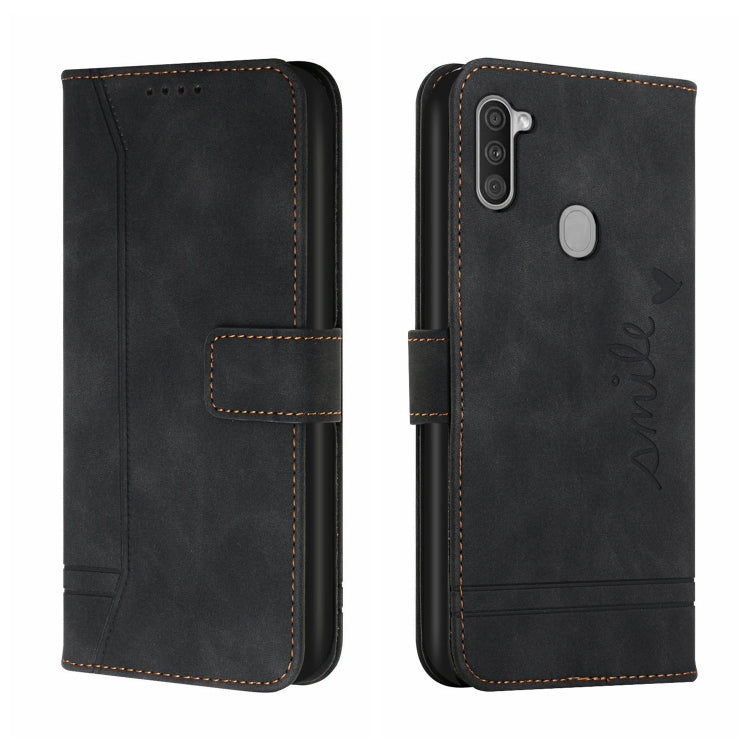 For Samsung Galaxy A11 Retro Skin Feel Horizontal Flip Soft TPU + PU Leather Case with Holder & Card Slots & Photo Frame