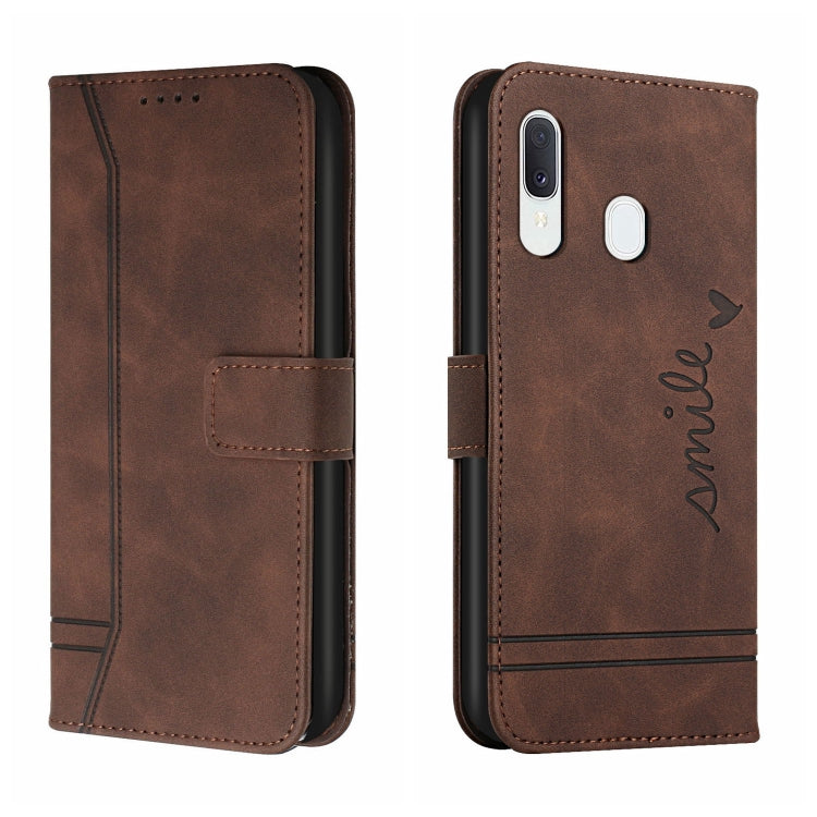 For Samsung Galaxy A20 / A30 Retro Skin Feel Horizontal Flip Soft TPU + PU Leather Case with Holder & Card Slots & Photo Frame