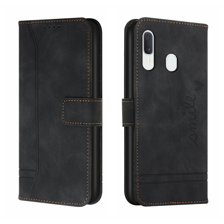For Samsung Galaxy A20 / A30 Retro Skin Feel Horizontal Flip Soft TPU + PU Leather Case with Holder & Card Slots & Photo Frame