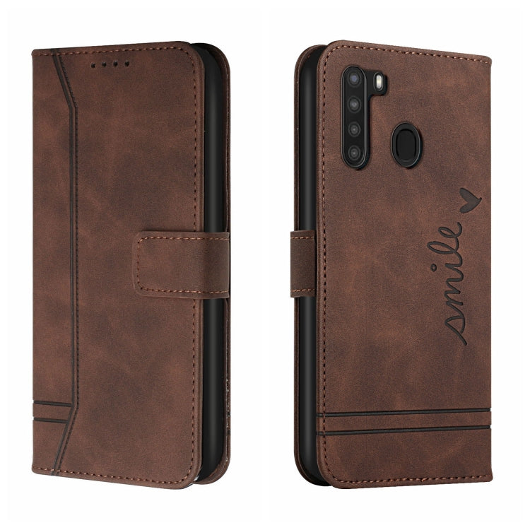 For Samsung Galaxy A21 EU Version Retro Skin Feel Horizontal Flip Soft TPU + PU Leather Case with Holder & Card Slots & Photo Frame