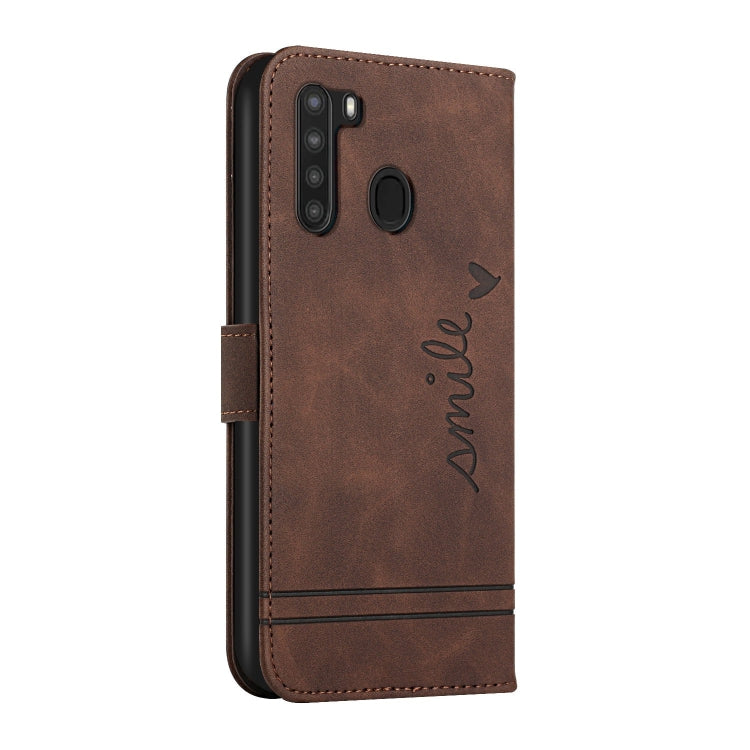 For Samsung Galaxy A21 EU Version Retro Skin Feel Horizontal Flip Soft TPU + PU Leather Case with Holder & Card Slots & Photo Frame