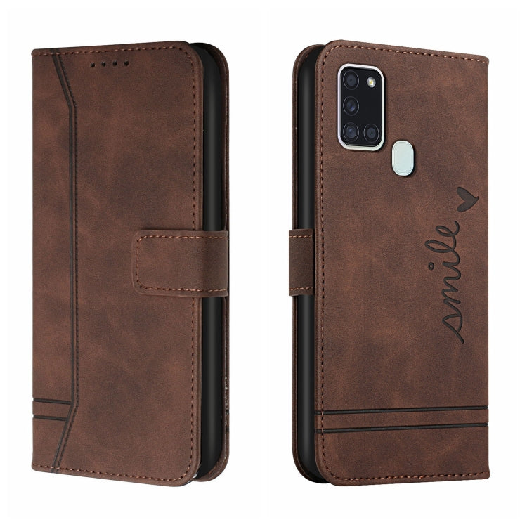 For Samsung Galaxy A21s Retro Skin Feel Horizontal Flip Soft TPU + PU Leather Case with Holder & Card Slots & Photo Frame