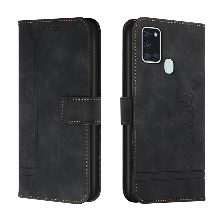 For Samsung Galaxy A21s Retro Skin Feel Horizontal Flip Soft TPU + PU Leather Case with Holder & Card Slots & Photo Frame