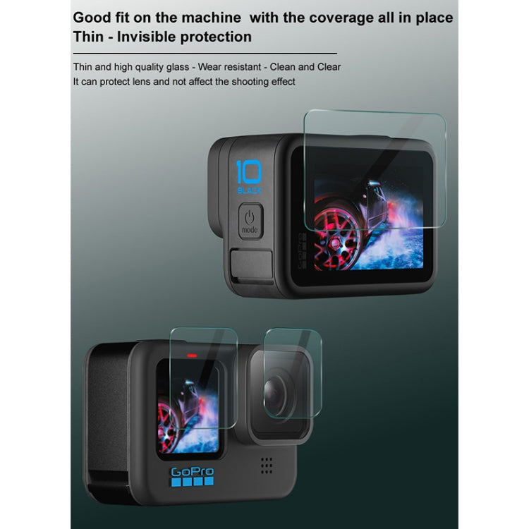 For GoPro HERO10 Black IMAK 3 in 1 Camera Lens and Screen Tempered Glass Film
