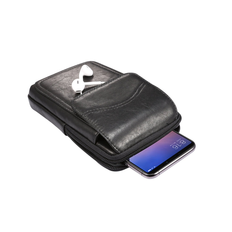 Multi-functional Universal Leather Waist Hanging One-shoulder Mobile Phone Waist Bag For 6.9 Inch or Below Smartphones