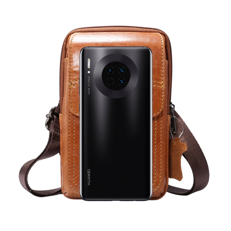 Multi-functional Universal Leather Waist Hanging One-shoulder Mobile Phone Waist Bag For 6.9 Inch or Below Smartphones