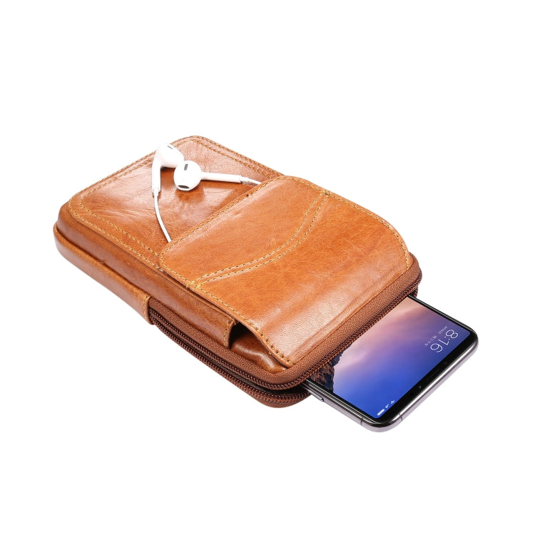 Multi-functional Universal Leather Waist Hanging One-shoulder Mobile Phone Waist Bag For 6.9 Inch or Below Smartphones
