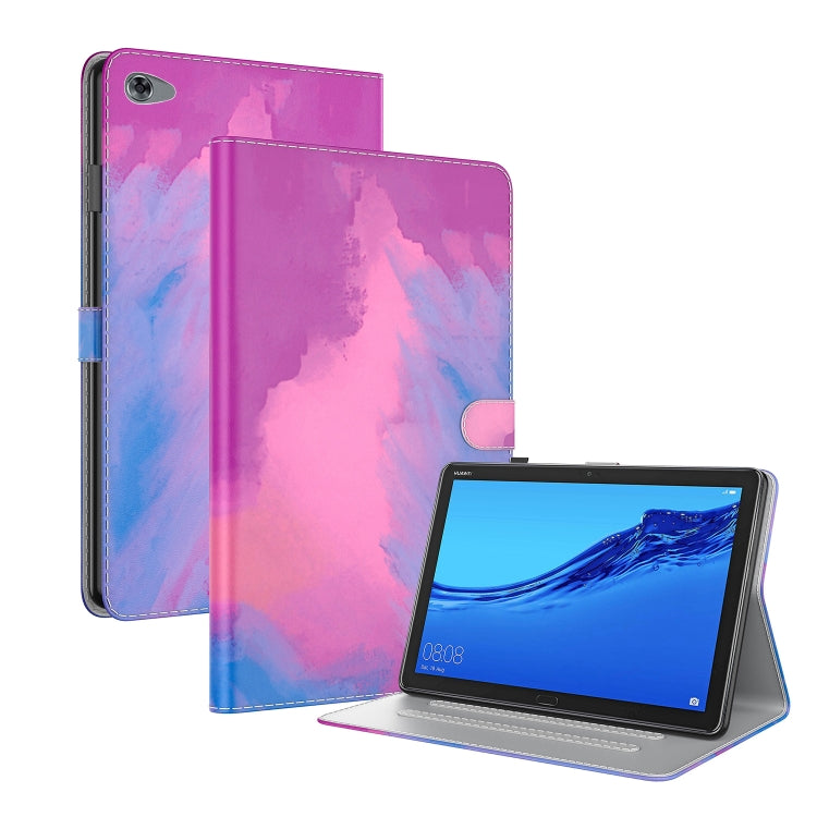 For Huawei MediaPad M5 Lite 10 Voltage Watercolor Pattern Skin Feel Magnetic Horizontal Flip PU Leather Case with Holder