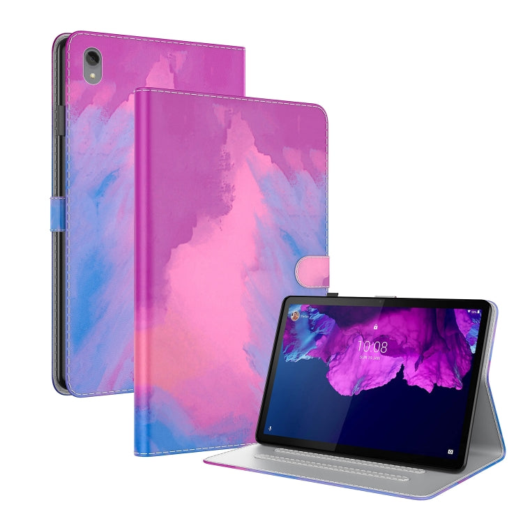 For Lenovo Tab P11 TB-J606F 11inch Voltage Watercolor Pattern Skin Feel Magnetic Horizontal Flip PU Leather Case with Holder