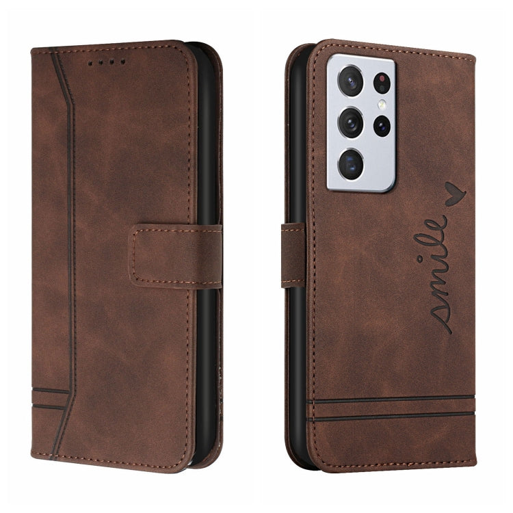 For Samsung Galaxy S21 Ultra 5G Retro Skin Feel Horizontal Flip Soft TPU + PU Leather Case with Holder & Card Slots & Photo Frame
