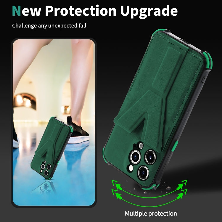 For iPhone 11 Pro Max Y Style Multifunction Card Stand Back Cover PU + TPU + PC Magnetic Shockproof Case