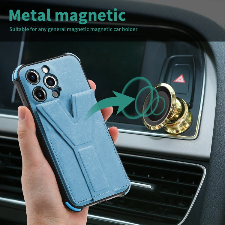 For iPhone 11 Pro Max Y Style Multifunction Card Stand Back Cover PU + TPU + PC Magnetic Shockproof Case