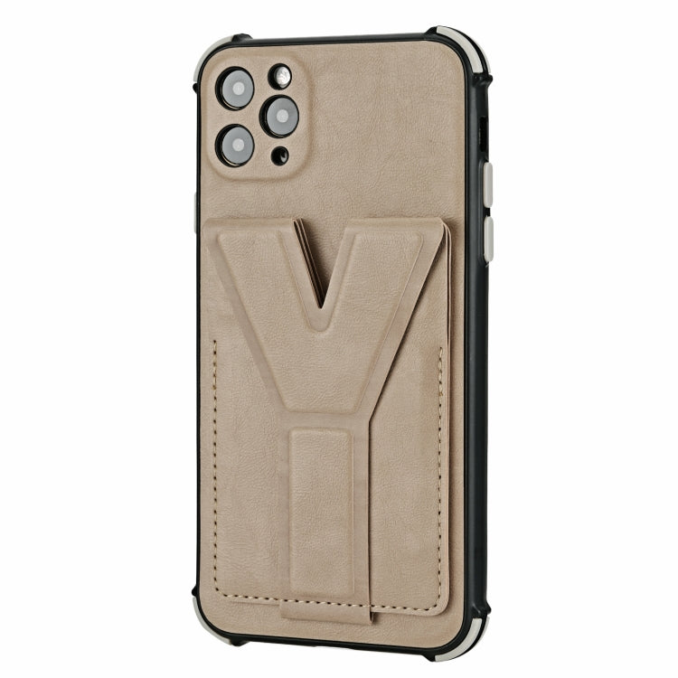 For iPhone 11 Pro Max Y Style Multifunction Card Stand Back Cover PU + TPU + PC Magnetic Shockproof Case