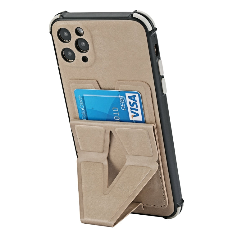 For iPhone 11 Pro Max Y Style Multifunction Card Stand Back Cover PU + TPU + PC Magnetic Shockproof Case
