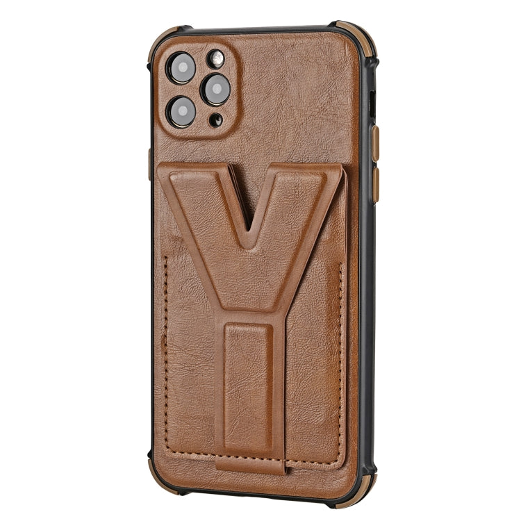 For iPhone 11 Pro Max Y Style Multifunction Card Stand Back Cover PU + TPU + PC Magnetic Shockproof Case
