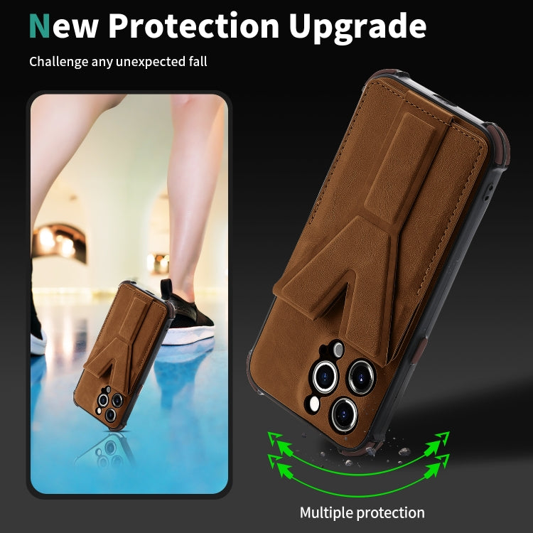 For iPhone 11 Pro Max Y Style Multifunction Card Stand Back Cover PU + TPU + PC Magnetic Shockproof Case