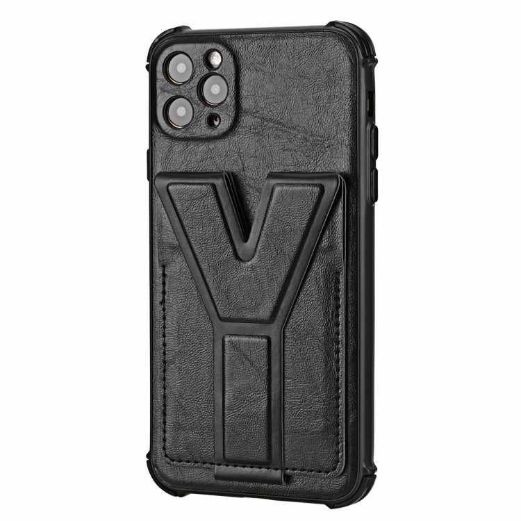 For iPhone 11 Pro Max Y Style Multifunction Card Stand Back Cover PU + TPU + PC Magnetic Shockproof Case
