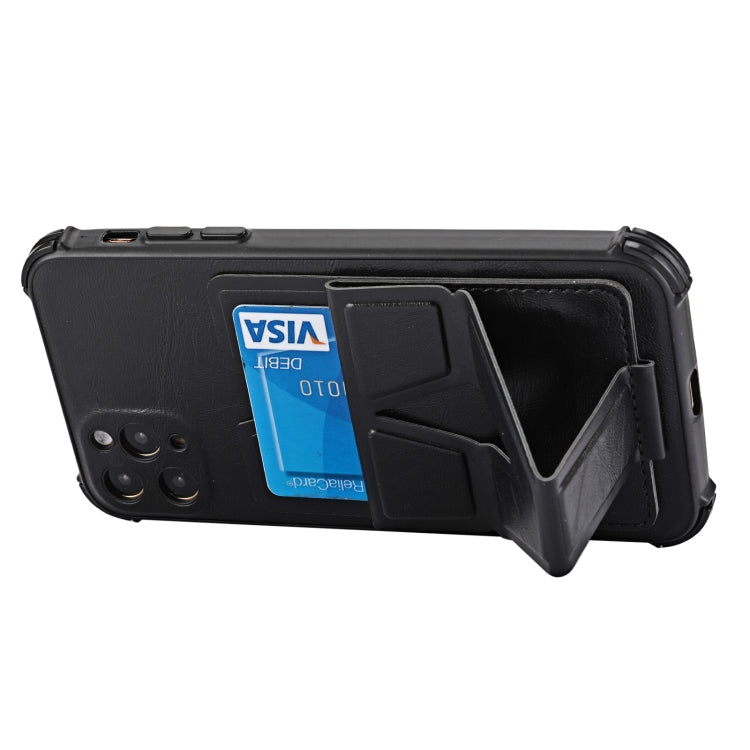 For iPhone 11 Pro Max Y Style Multifunction Card Stand Back Cover PU + TPU + PC Magnetic Shockproof Case