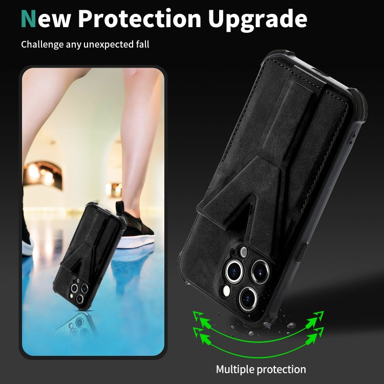 For iPhone 11 Pro Max Y Style Multifunction Card Stand Back Cover PU + TPU + PC Magnetic Shockproof Case