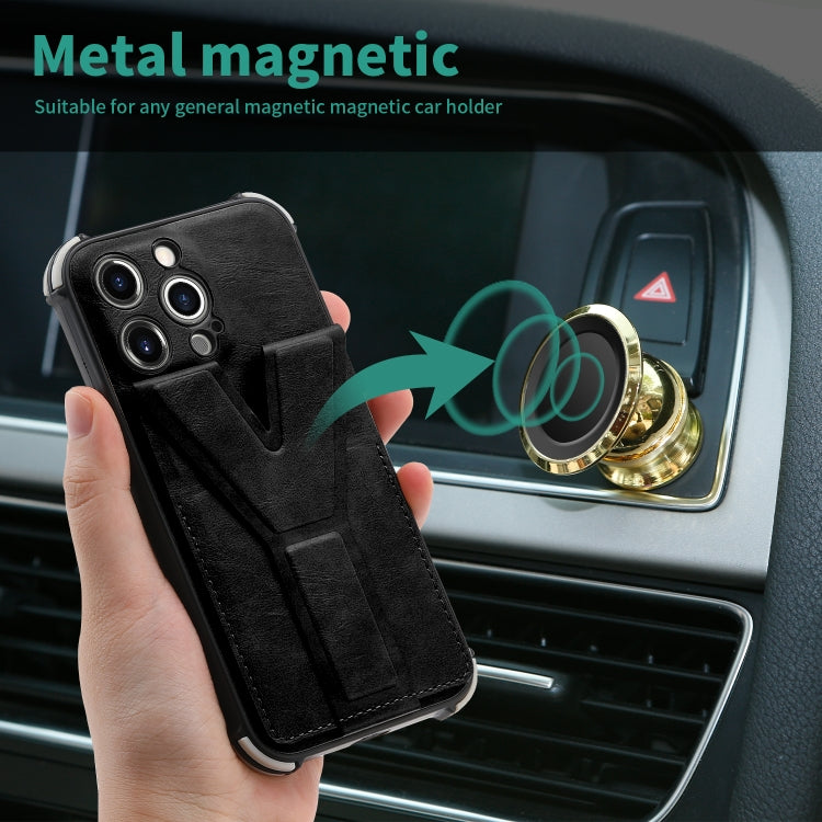 For iPhone 11 Pro Max Y Style Multifunction Card Stand Back Cover PU + TPU + PC Magnetic Shockproof Case